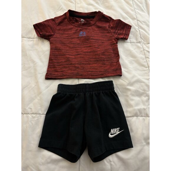 Baby Boy Size 12m Shirt And Shorts Outfit - RBX and Nike Red/Black - Picture 1 of 6